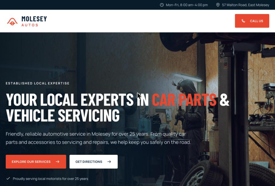 Molesey Autos website