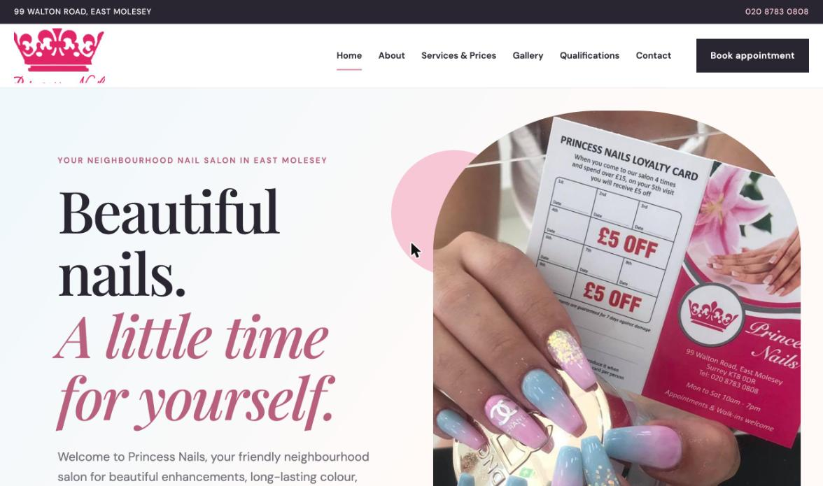 Princess Nails Molesey website